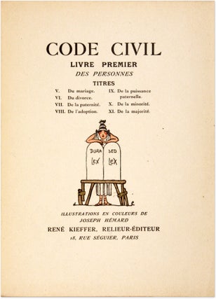 Item #71412 Code Civil: Livre Premier, Des Personnes, Titres V Du Mariage, VI. Joseph Hemard