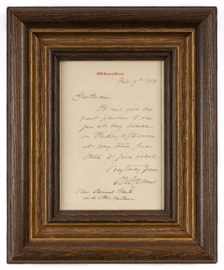 Item #71459 Autograph Letter, Signed, Boston, February 7, 1883. Manuscript, Oliver Wendell...
