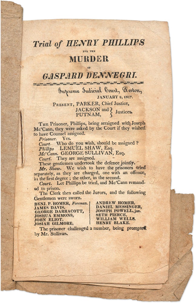 Item #71468 Trial of Henry Philips for the Murder of Gaspard Dennegri, 1817. Trial, Henry Philips.