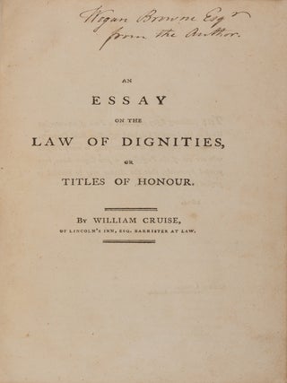 Item #71486 An Essay on the Law of Dignities, Or Titles of Honour. William Cruise, Thomas Wogan...