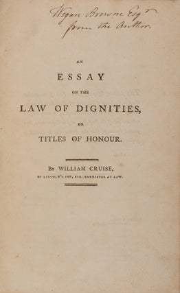 Item #71486 An Essay on the Law of Dignities, Or Titles of Honour. William Cruise