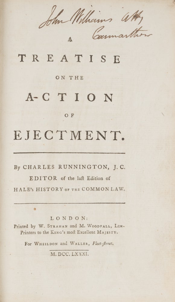 Item #71506 A Treatise on the Action of Ejectment. Second Edition, London, 1781. Charles Runnington.