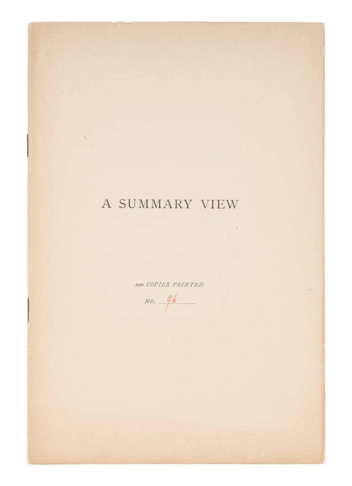 Item #71590 A Summary View of the Rights of British America, Reprinted from. Thomas Jefferson, Paul Leicester Ford.