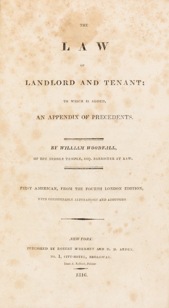 Item #71617 The Law of Landlord and Tenant, To Which is Added, An Appendix. William Woodfall.