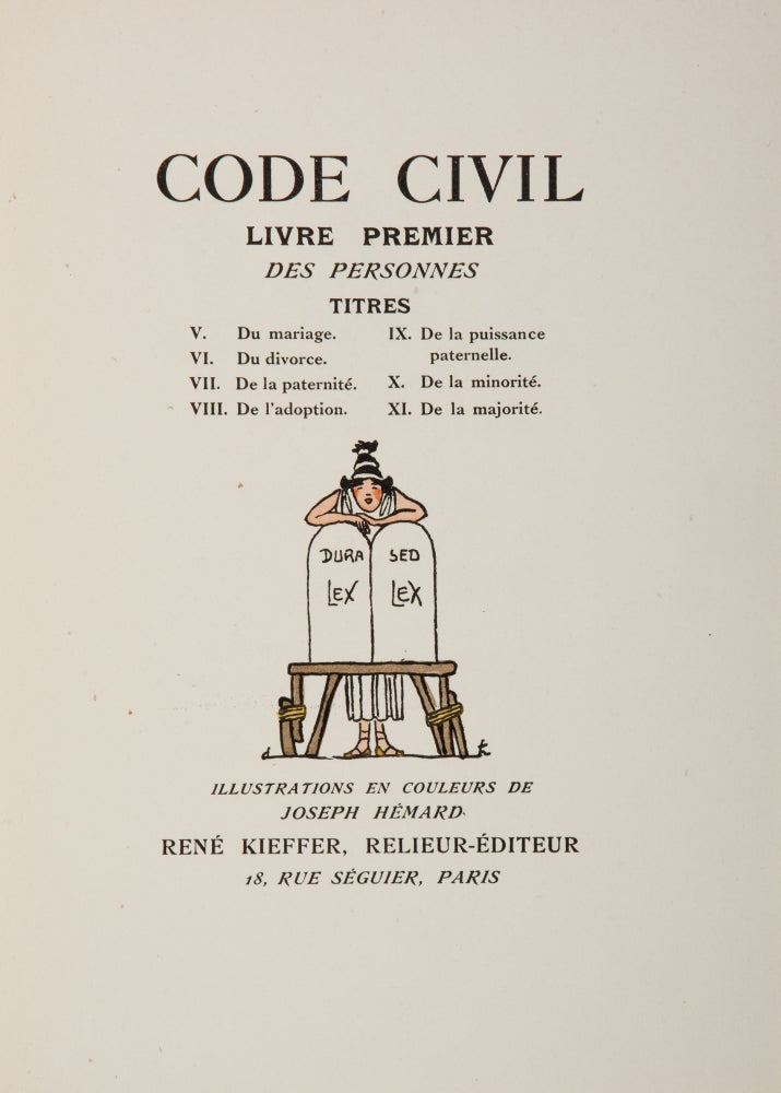 Item #71645 Code Civil: Livre Premier, Des Personnes, Titres V Du Mariage, VI. Joseph Hemard.