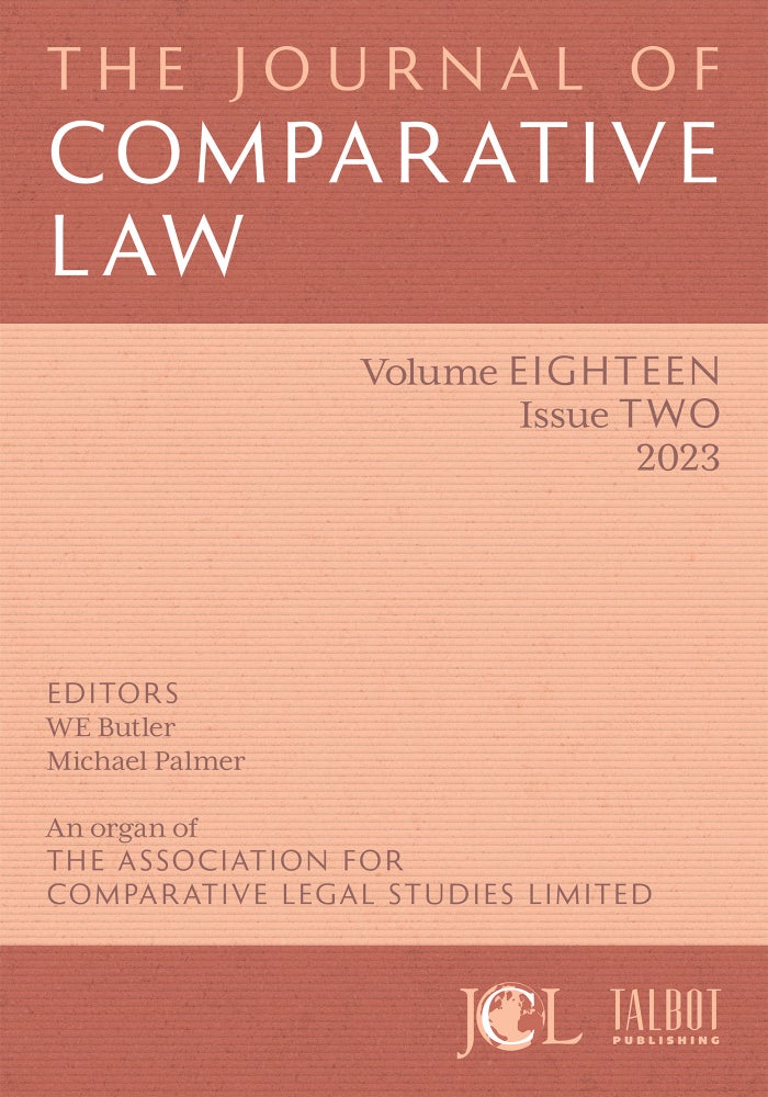 Item #71662 The Journal of Comparative Law. ANNUAL SUBSCRIPTION. Subscription: Individual International Print &Elec.