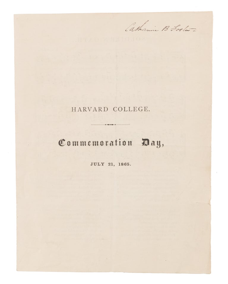 Item #71670 Commemoration Day, July 21, 1865. Harvard College.