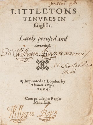 Littletons Tenures in English, Lately Perused and Amended.