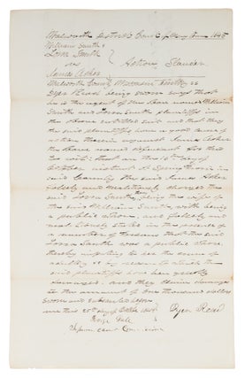 Item #71720 Accusation of Adultery in the Wisconsin Territory. 1845. Manuscript, Wisconsin, James...