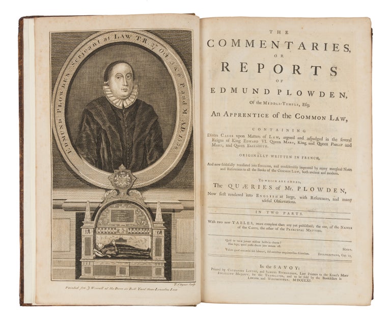 Item #71789 The Commentaries, Or Reports of Edmund Plowden, Of the Middle-Temple. Edmund Plowden.
