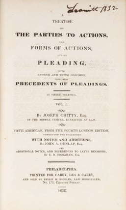 A Treatise on the Parties to Actions, The Forms of Actions... 3 vols.