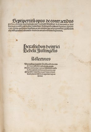 Opus Septipartitum de Contractibus, Hagenau, 13 October 1500.