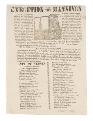 Item #71890 Execution of the Mannings, London, 1849. Broadside, Murder, Frederick George Manning