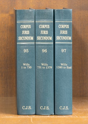 Item #71893 Corpus Juris Secundum Wills 1- 2 books 2001 Vols. 95-96 w/2003 supp. Thomson West...