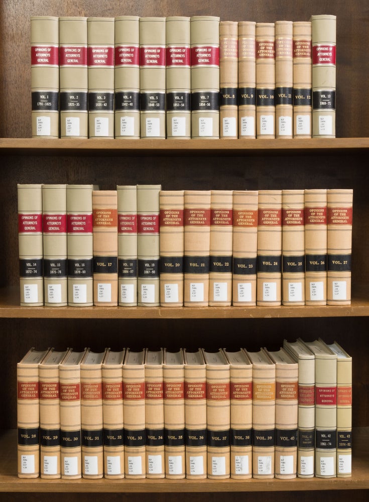 Item #71937 Official Opinions of the Attorneys General United States. Vols. 1-43. U S. Dept. of Justice.
