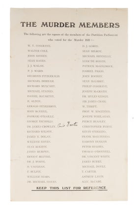 Item #72162 The Murder Members, The Following are the Names of the Members of. Broadside, Irish...
