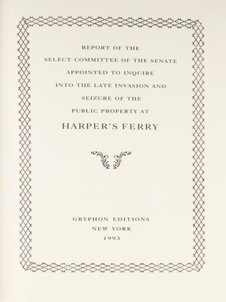 Report of the Select Committee of the Senate Appointed to Inquire...