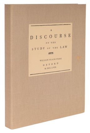 Item #72323 A Discourse on the Study of the Law; Being an Introductory Lecture. Sir William...