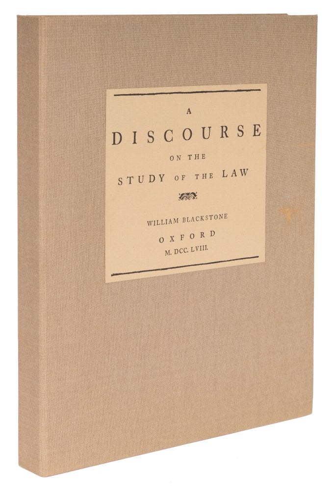 Item #72323 A Discourse on the Study of the Law; Being an Introductory Lecture. Sir William Blackstone.