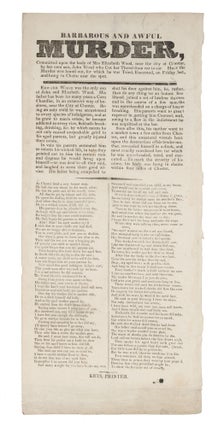 Item #72329 Barbarous and Awful Murder, Committed Upon the Body of Mrs. Elizabeth. Broadside,...