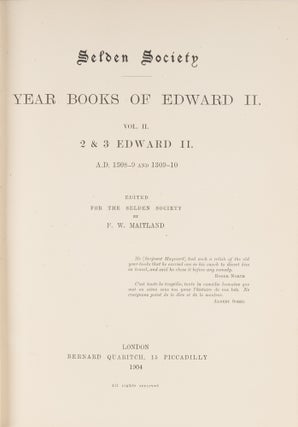 Year Books of Edward II. Vol II. 2 & 3 Edward II.
