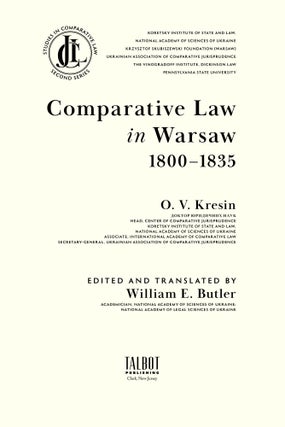 Comparative Law In Warsaw 1800-1835.