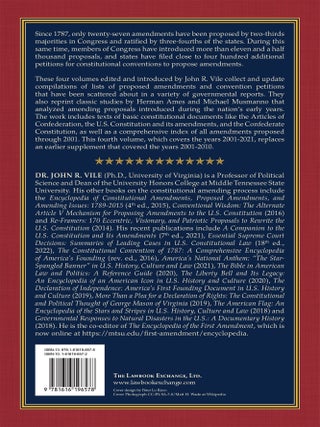 Proposed Amendments to the U.S. Constitution 2001-2021 Supplement Vol.