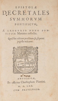 Epistolae Decretales Summorum Pontificum a Gregorio Nono Pontifice...