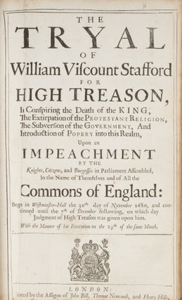 The Tryal of William Viscount Stafford for High Treason....