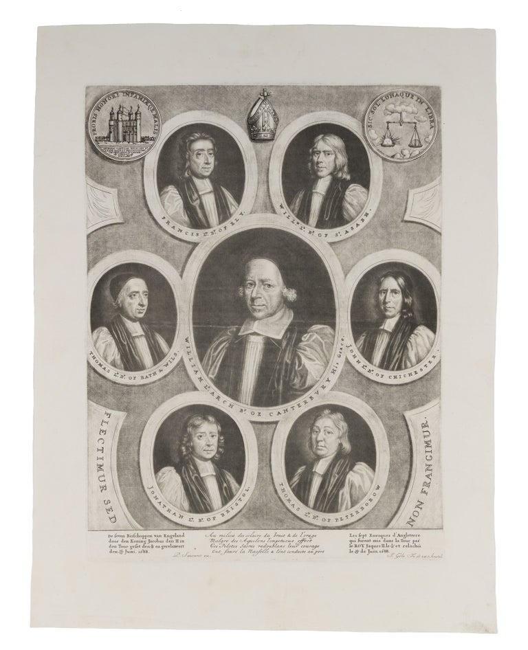 Item #72457 De Seven Bisschoppen van Engeland, Mezzotint, Amsterdam, 1689. Jacob Gole, Engraver.