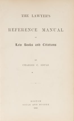 The Lawyer's Reference Manual of Law Books and Citations.
