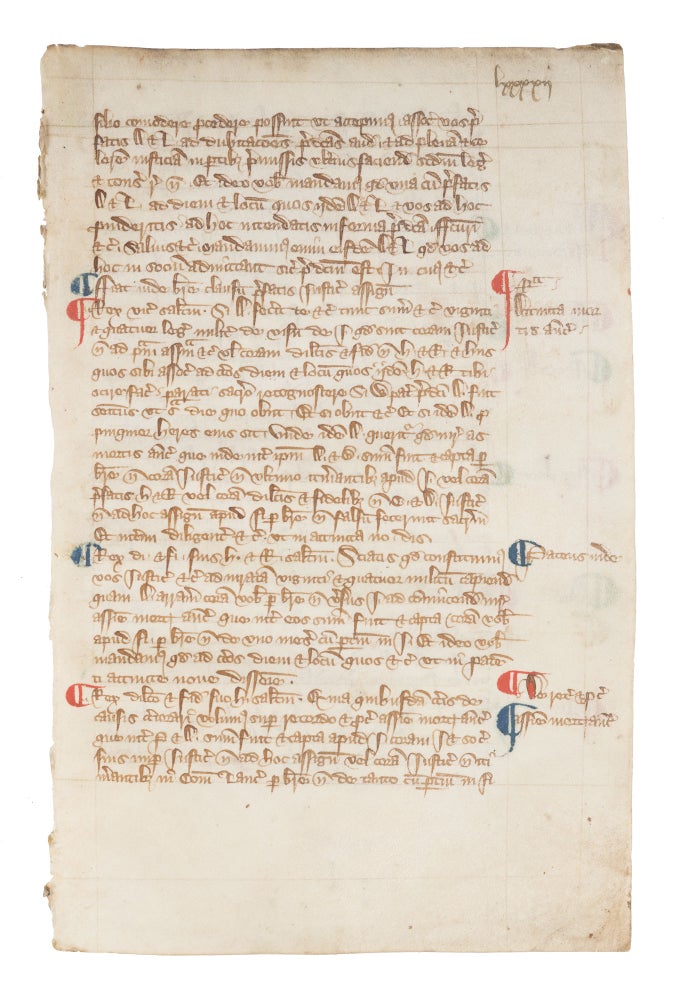 Item #72504 Leaf from a Registrum Brevium, Probably London or Westminster, c 1350. Manuscript, Great Britain.