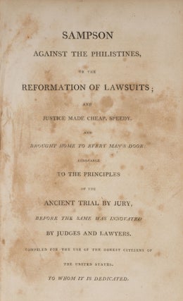 Item #72540 Sampson Against the Philistines, Or the Reformation of Lawsuits. Jesse Higgins
