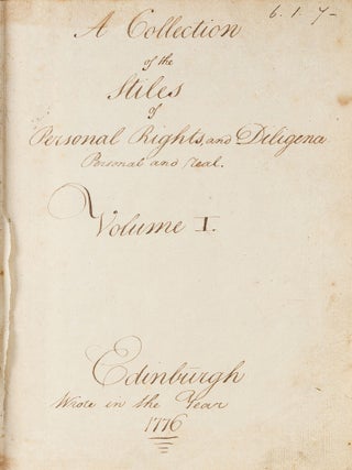 Item #72574 A Collection of the Stiles of Personal Rights and Diligence. Manuscript, Scotland
