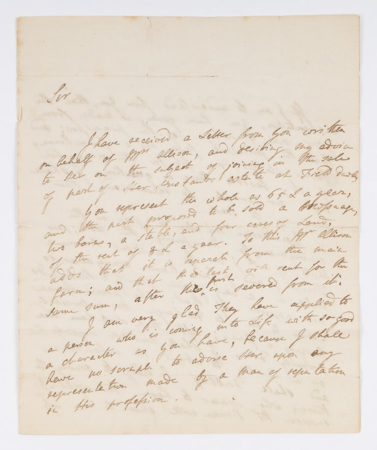 Item #72611 Autograph Letter Discussing Land Law, Inner Temple, January 2, 1770. Manuscript, Edward Thurlow, First Baron.
