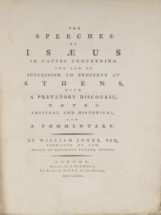 The Speeches of Isaeus in Causes Concerning the Law of Succession...