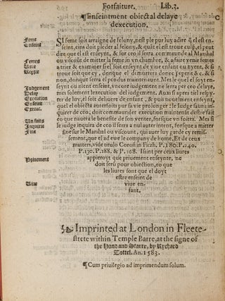 Les Plees del Coron, Divisees in Plusors Titles, London, 1583.