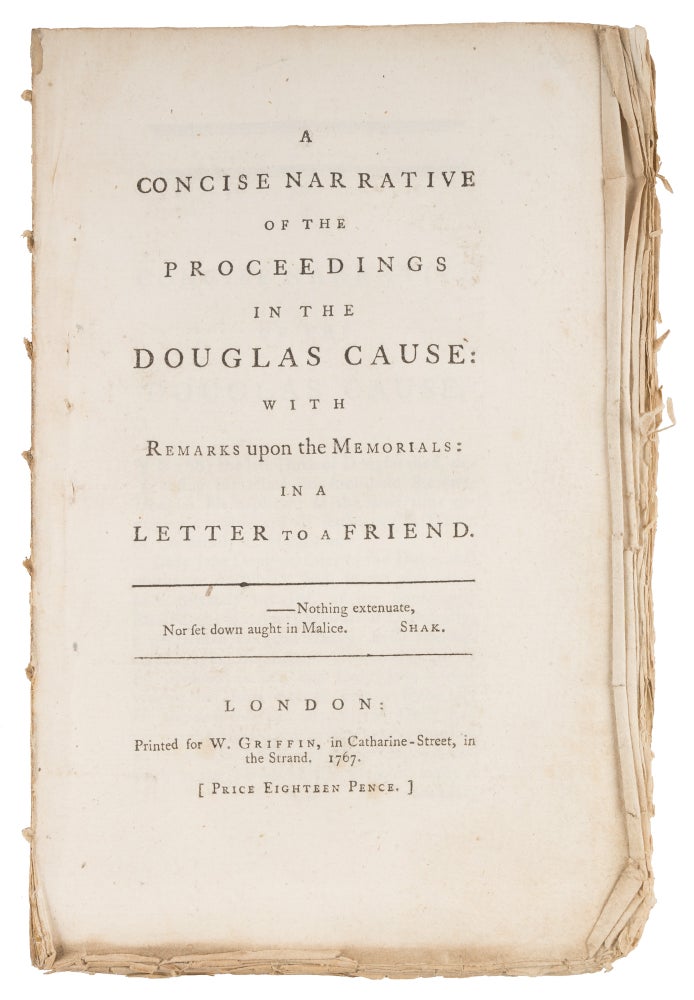 Item #72731 A Concise Narrative of the Proceedings in the Douglas Cause: With. Trial, Douglas Cause.