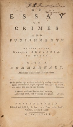 An Essay on Crimes and Punishments.