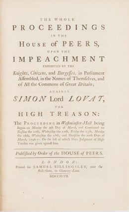 The Whole Proceedings in the House of Peers [with] The Trial of...