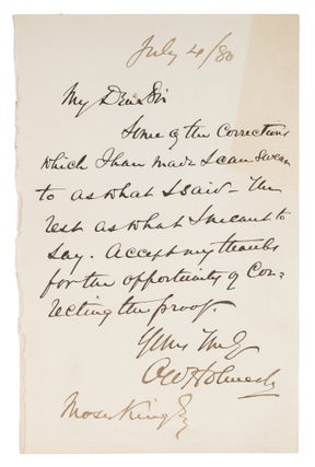 Item #73021 Autograph Letter, Signed "O W Holmes," Boston (?), July 4, 1880. Holmes Manuscript,...