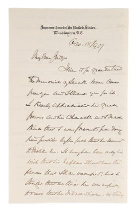 Autograph Letter, Signed "O W Holmes," Washington, October 18, 1907. Manuscript, Oliver Wendell Jr Holmes.