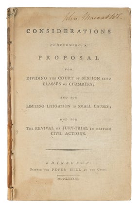 Item #73162 Considerations Concerning a Proposal for Dividing the Court of. John Swinton