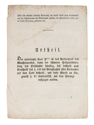 Todesurtheil Welches von dem Criminal-Gerichte der Kaiserl...