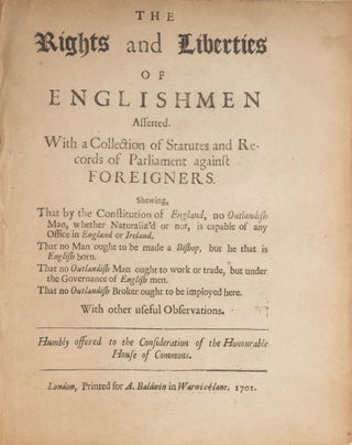 Item #73269 The Rights and Liberties of Englishmen Asserted; With a Collection. Thomas Wagstaffe