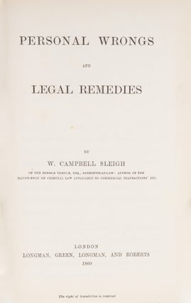 Personal Wrongs and Legal Remedies. London, 1860.