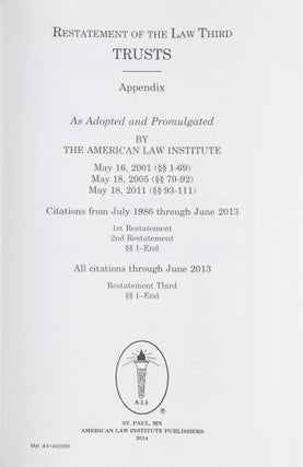 Restatement of the Law Trusts Third. Appendix 1986-2013 (1 book)