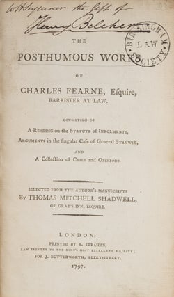 The Posthumous Works, Consisting of a Reading On the Statute of...