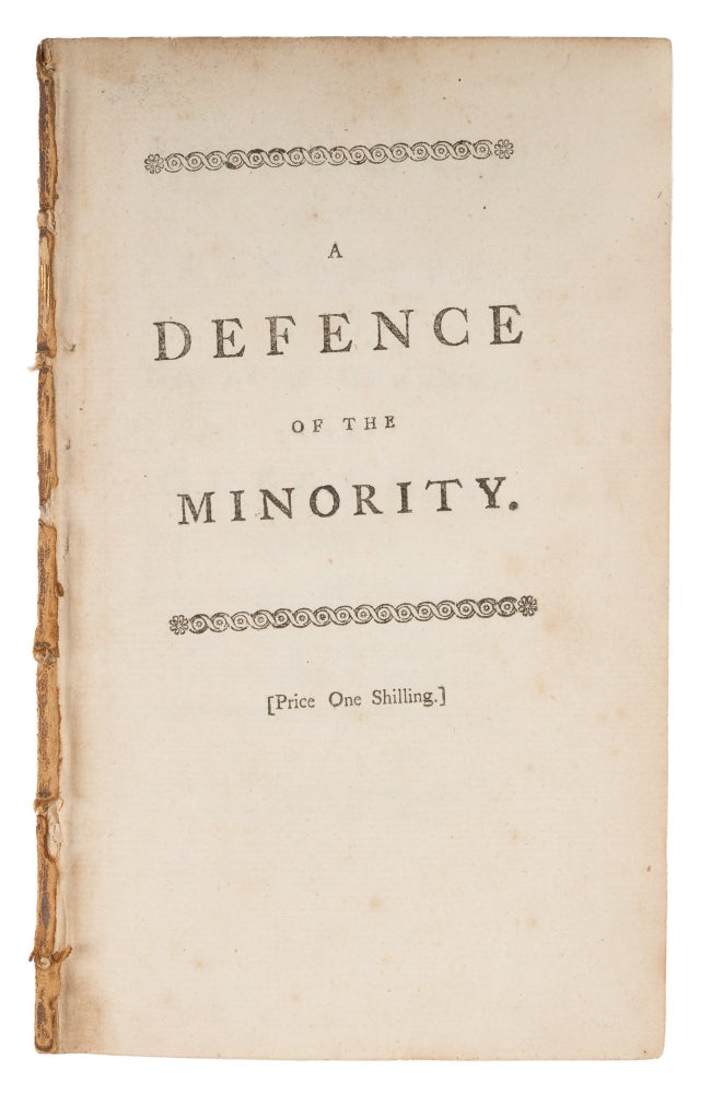 Item #73363 A Defence of the Minority in the House of Commons, On the Question. Charles Townsend, Attributed.