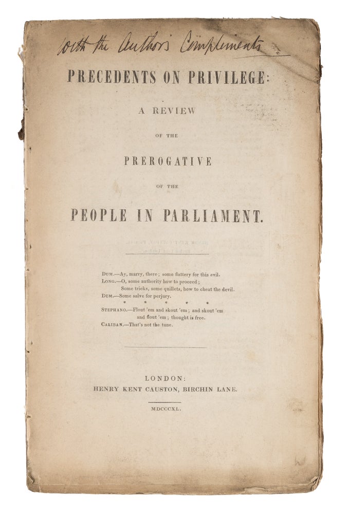 Item #73367 Precedents on Privilege, A Review of the Prerogative of the People. Parliament, Great Britain.